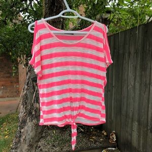 PINK AND WHITE SHEER TEE